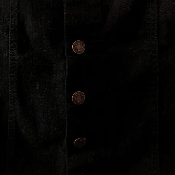Black Denim Button Through Mini Skirt - Picture 3 of 3